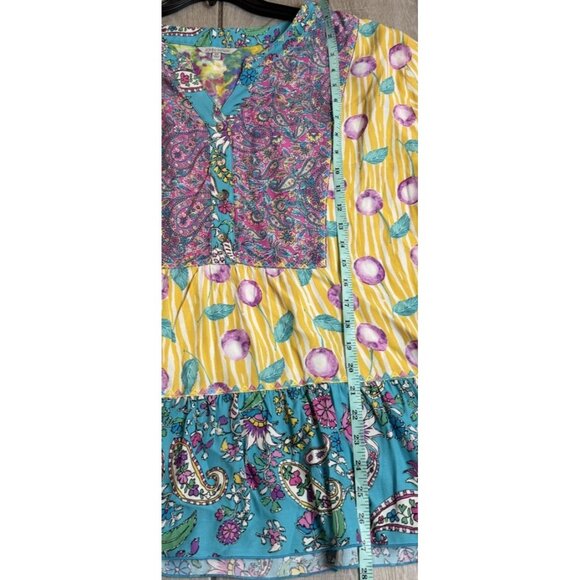 John Mark Womens 3X Cherries Paisley Patchwork Yellow Teal Tunic NWT - Picture 11 of 12